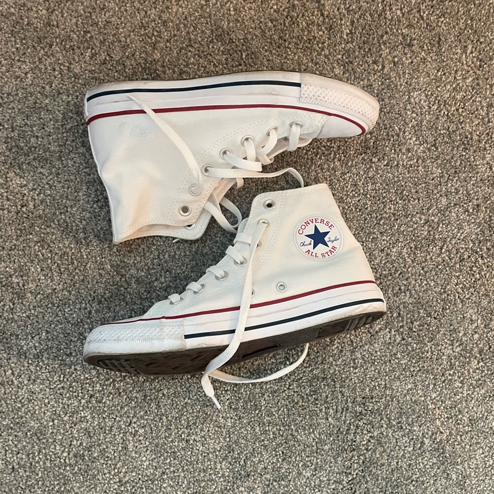 Converse White and Red High-Top Sneakers